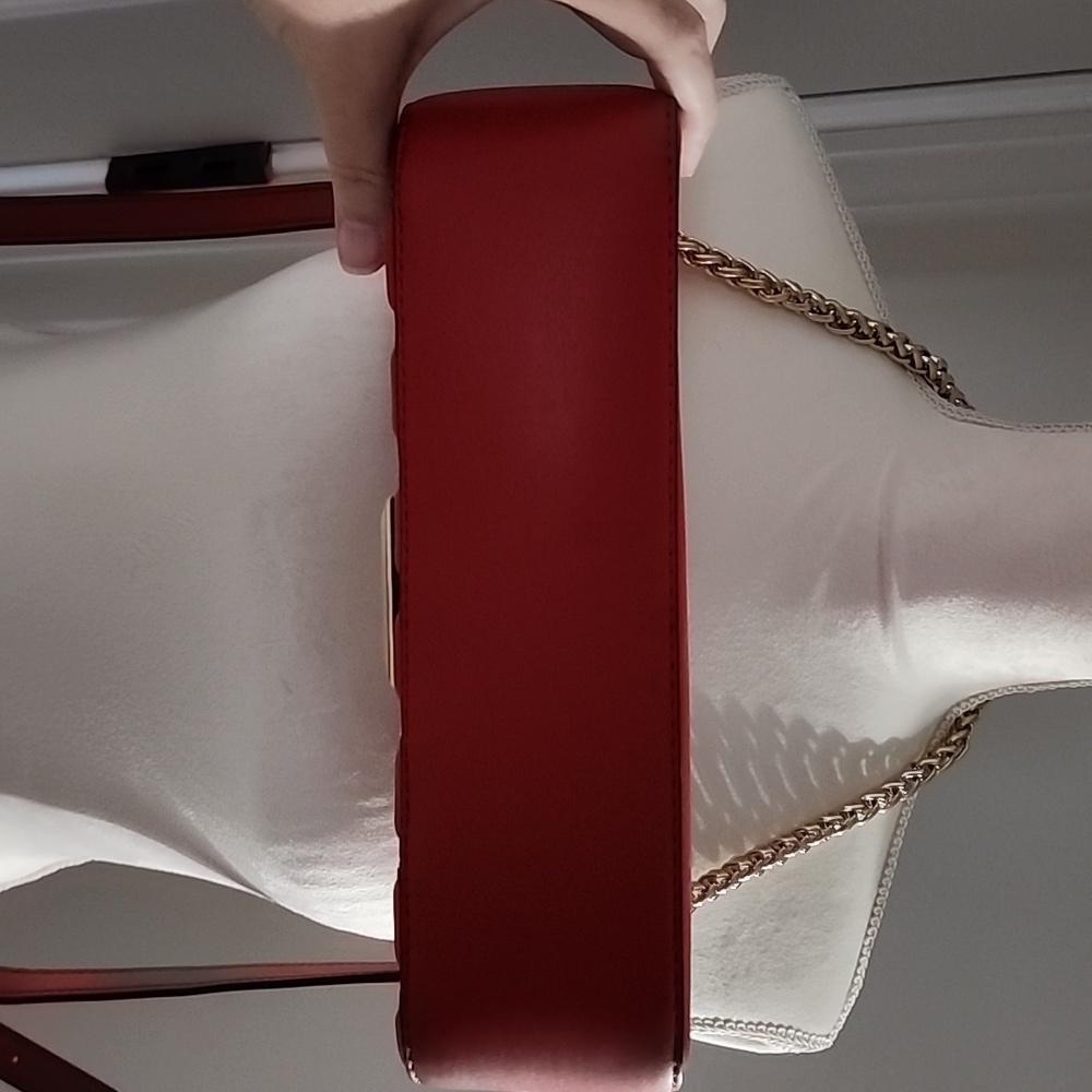 Gently used Michael Kors red leather crossbody bag. - Picture 6 of 12